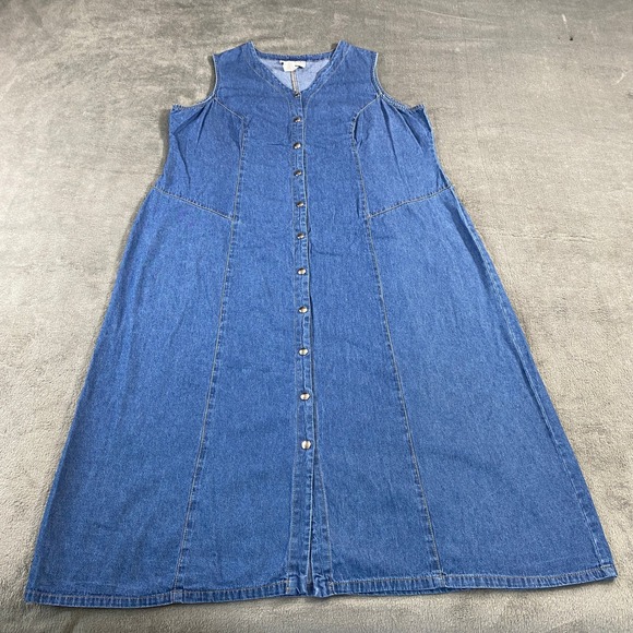 Bedford Fair Dresses & Skirts - Bedford Fair Denim Dress Womens 20W Blue Button Front Maxi Sleeveless V-Neck USA